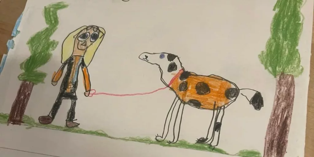 Childs drawing on a search dog