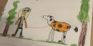 Childs drawing on a search dog